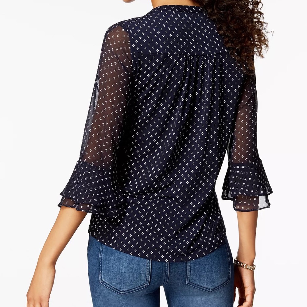 CHARTER CLUB
Petite Printed Pintuck Top, intrepid blue - Picture 2 of 4